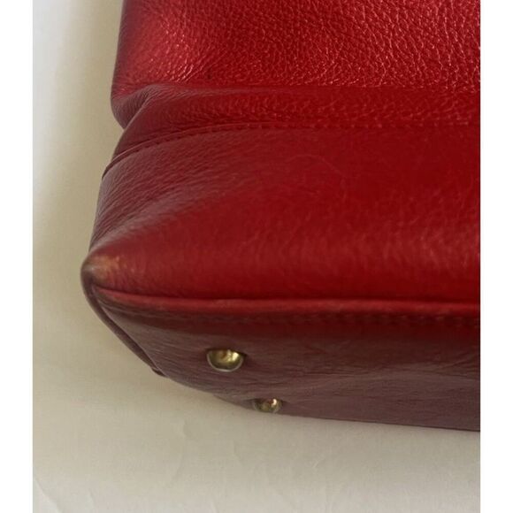 Vintage ILI New York Toronto Red Genuine Leather Tote Shoulder Bag Handbag - Picture 10 of 11